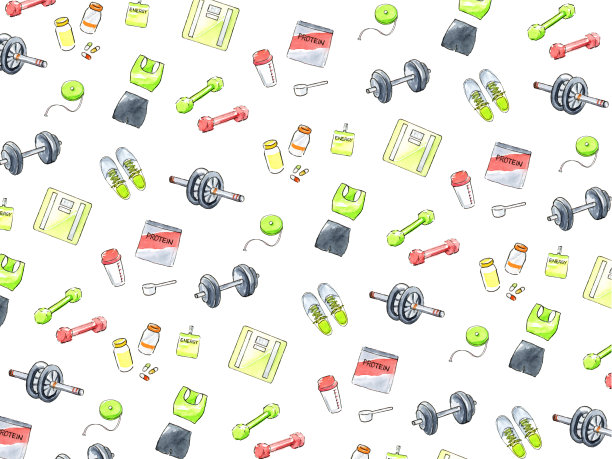 饮食项目背景水彩插图。图片下载