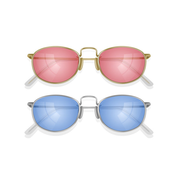 设置现实的太阳镜与彩色框架图片下载