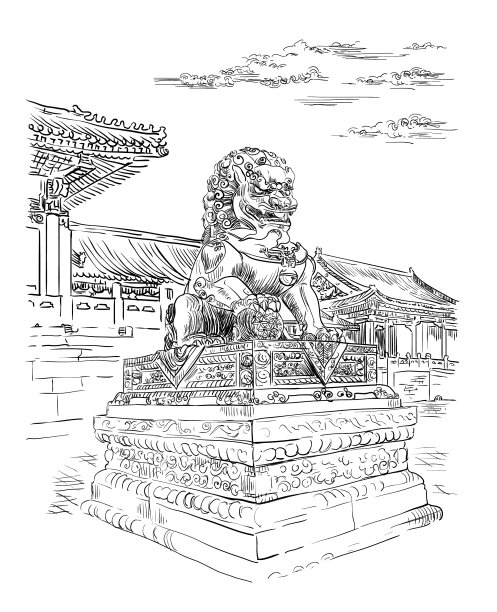 中国手绘地标图片下载