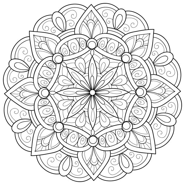 成人涂色书册上一幅禅宗曼荼罗的图像图片下载