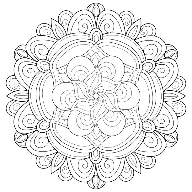 成人涂色书册上一幅禅宗曼荼罗的图像图片下载