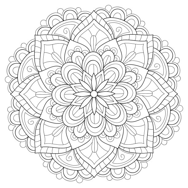 成人涂色书册上一幅禅宗曼荼罗的图像图片下载