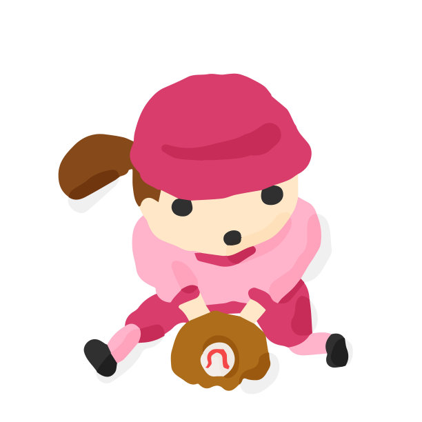 棒球Catch02女孩;手绘矢量插图像木版印刷图片下载