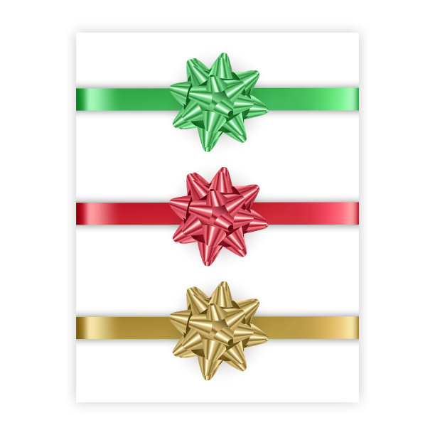 设置蝴蝶结红绿色和金色的颜色图片下载