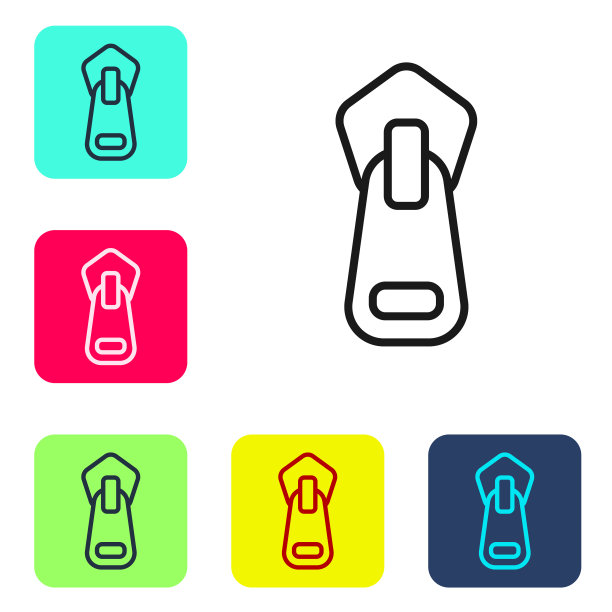 黑色线拉链图标孤立在白色图片下载