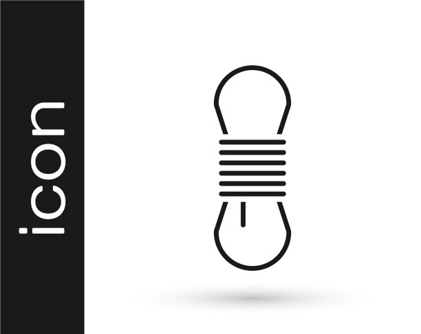 灰色攀岩绳图标孤立在白色上图片下载