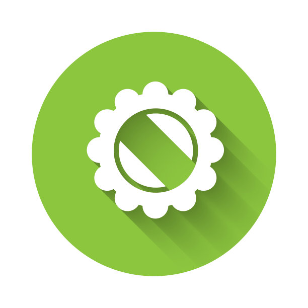 白色瓶盖图标孤立与长阴影图片下载