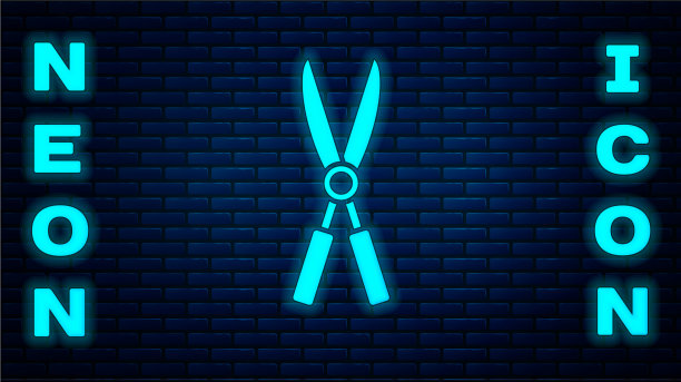 发光的霓虹灯园艺手工剪刀图片下载