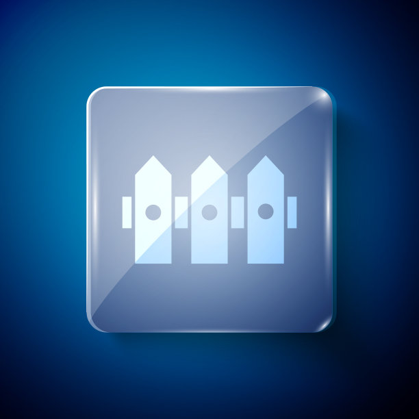 白色花园栅栏木制图标孤立在蓝色图片下载