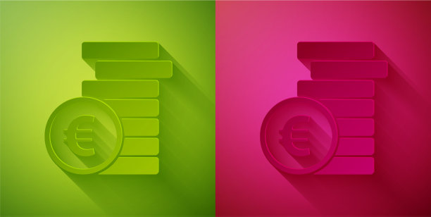 剪纸钱币与欧元符号图标图片下载