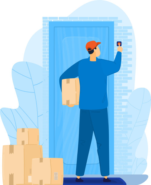 男人性格邮差持有包裹盒子快递图片下载