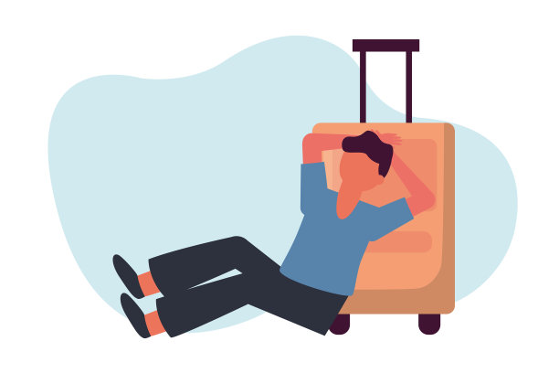 男人与旅行袋上的椅子设计图片下载