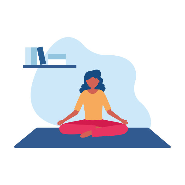 在垫子上做瑜伽的女人在家设计图片下载