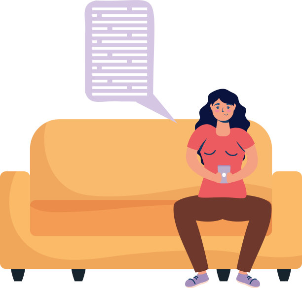 沙发上放着智能手机的女人图片下载