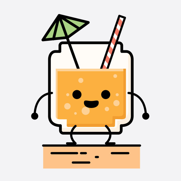 可爱的橙汁吉祥物人物在平面设计图片下载