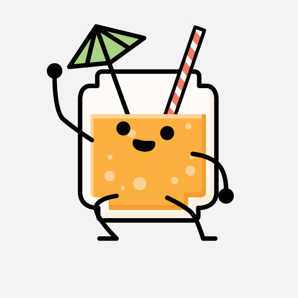 可爱的橙汁吉祥物人物在平面设计图片下载
