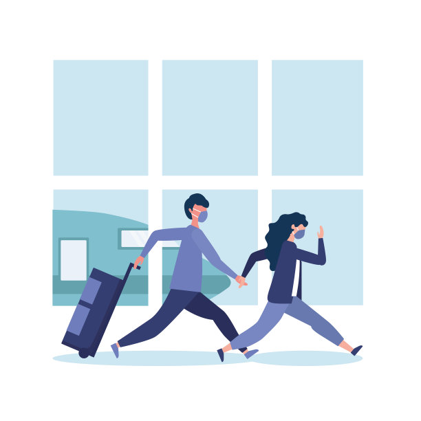 一男一女，带着医用口罩和包图片下载