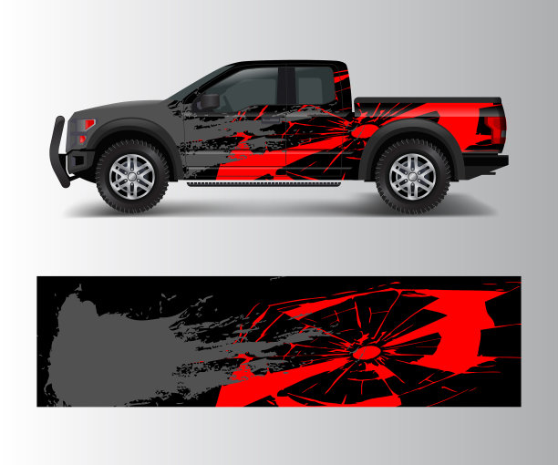 图形抽象垃圾条纹设计的卡车图片下载