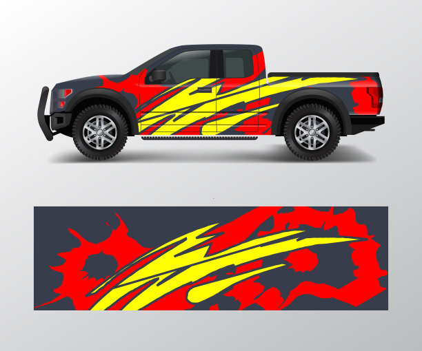 现代设计的卡车图形乙烯基包装图片下载