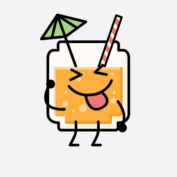 可爱的橙汁吉祥物人物在平面设计图片下载