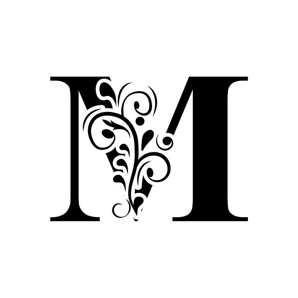M字母黑花字母美丽的资本图片下载