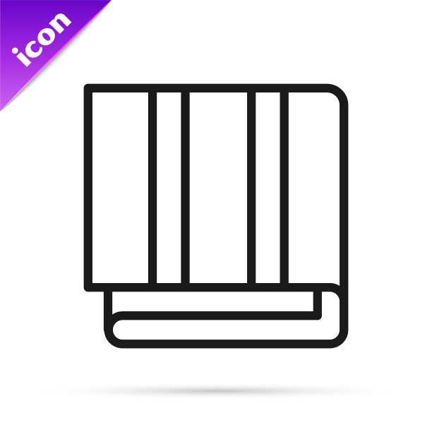 黑色线毛巾堆栈图标孤立在白色图片下载