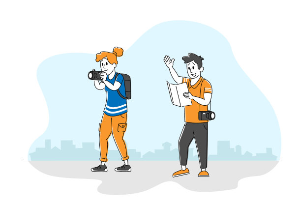 游客男女背包客学习地图图片下载