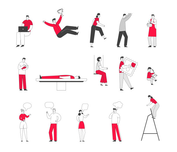 设定男性和女性角色在办公室工作图片下载