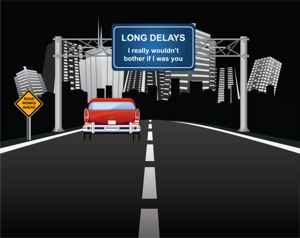 滑稽的前方道路施工图片下载