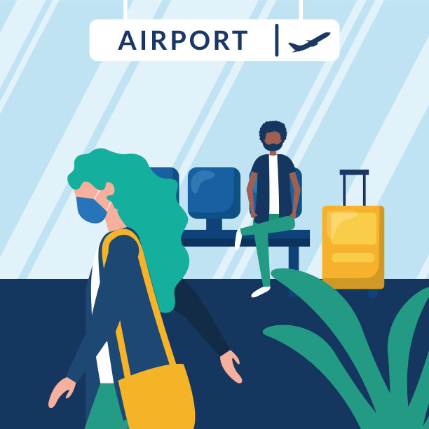 一男一女，带着医用口罩和包图片下载