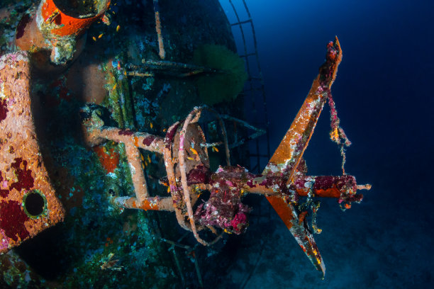 暗礁上的水下沉船的上层建筑图片下载