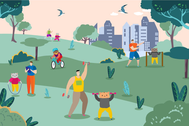 活跃的卡通猫角色做运动图片下载