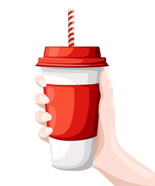 手握饮料在一个红色和白色的纸杯图片下载