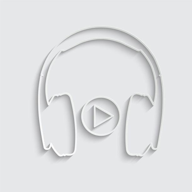 纸耳机-黑色图标听音乐图片下载