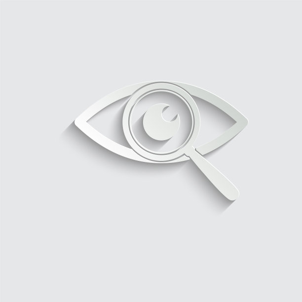 纸眼睛图标与搜索标志-黑色标志图片下载