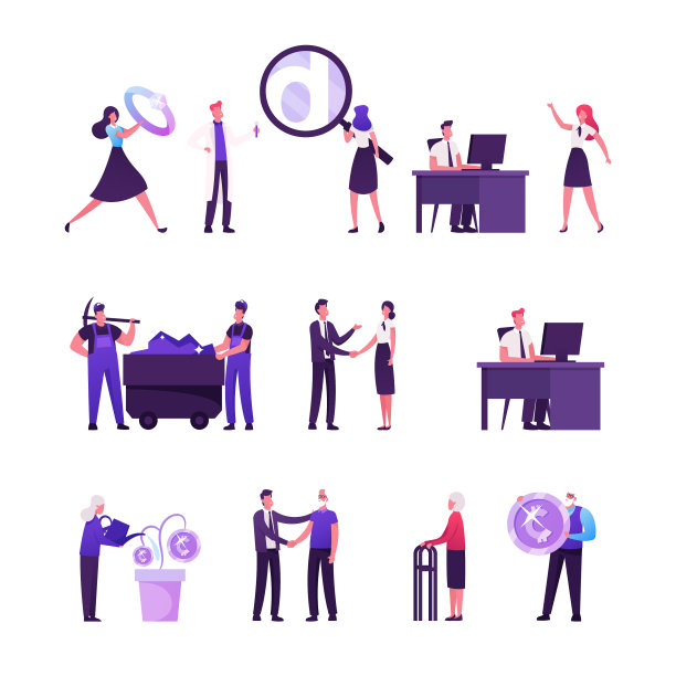 设置男性和女性角色在工作图片下载