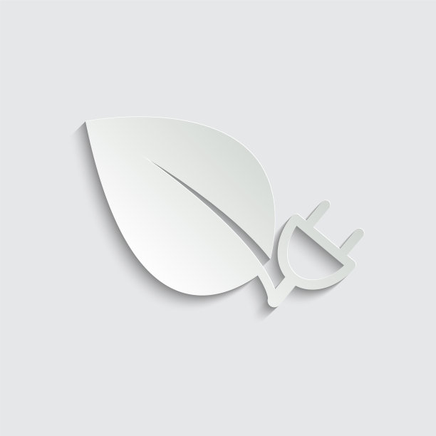 Eco plug with leaf icon电动插头图标图片下载