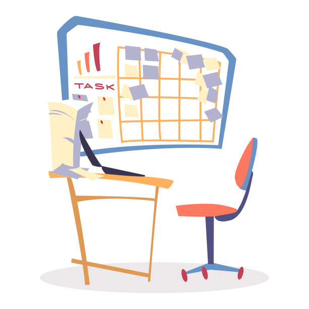 桌上有笔记本电脑，任务板上有纸贴纸图片下载