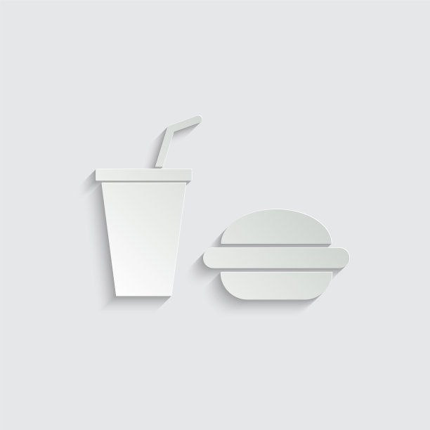 纸快餐图标汉堡和饮料图标图片下载