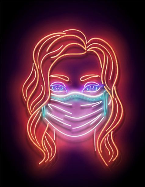 容光焕发的美丽女孩用面膜保护图片下载