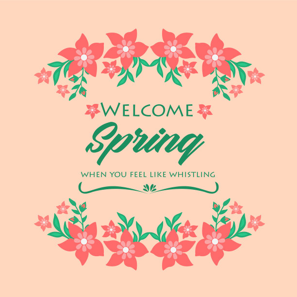 优雅的框架欢迎春季卡片设计图片下载