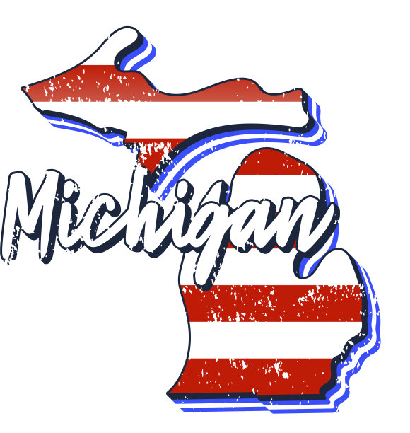 密歇根州地图风格的美国国旗图片下载