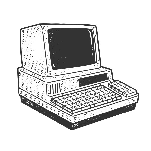 老式计算机草图图片下载