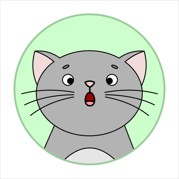 可爱惊讶猫圆图标表情灰色猫图片下载