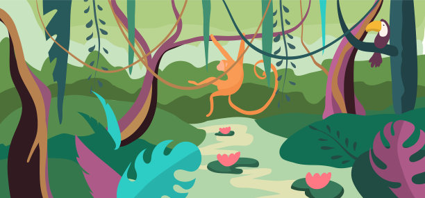 热带景观背景自然旗帜图片下载