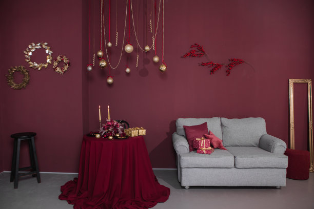 圣诞假期家居装饰勃艮第风格的黄金图片下载