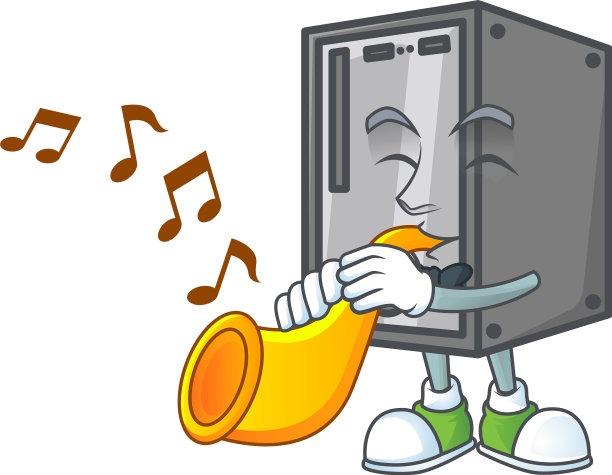 卡通人物风格的CPU吹喇叭图片下载