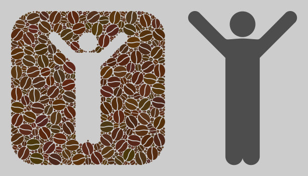 洞拼贴快乐的男人与咖啡种子图片下载