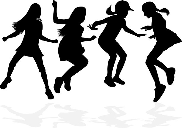 白色背景上孩子们的剪影。图片下载