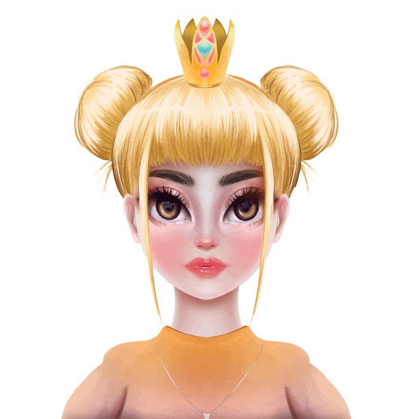 可爱女孩插图。美丽的脸，年轻的青少年。女性的微笑的脸。有趣的小女人。你博客的时尚化身。卡通肖像。五颜六色的设计。小女孩图片下载